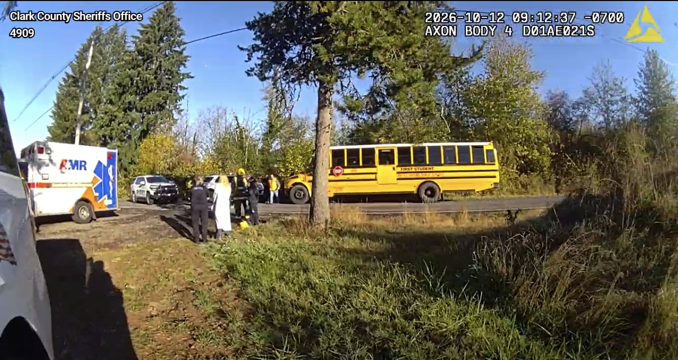 Child With Minor Injuries After Sedan Passes Stopped School Bus In Battle Ground