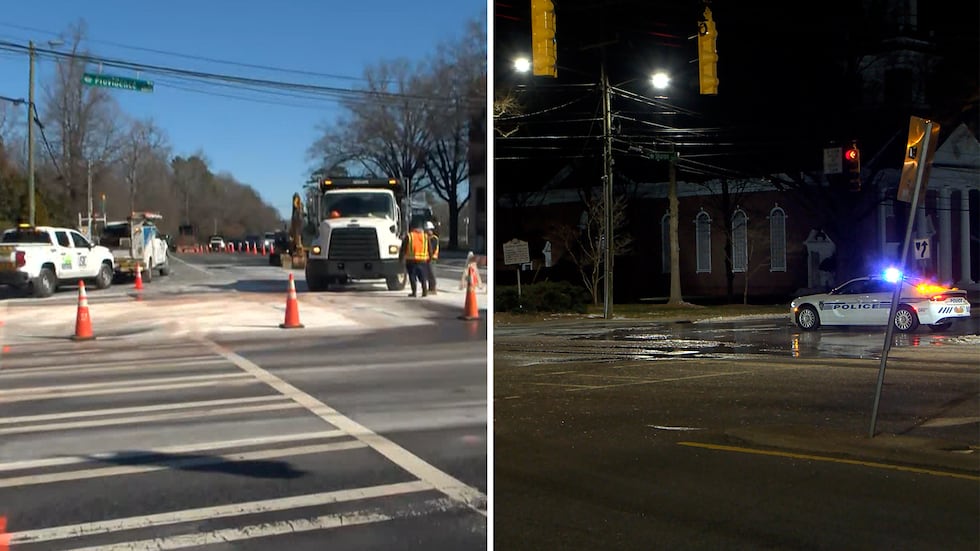 Water main break on Providence Road