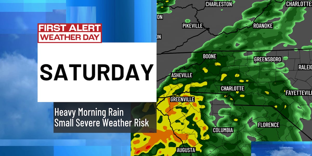 Heavy Raim Weather Heavy Saturday morning rain, small severe weather risk