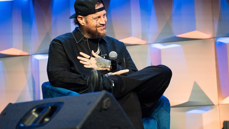 Jelly Roll speaks during CRS Presents Jelly Roll with Humanitarian Award with Tim Forbes and...