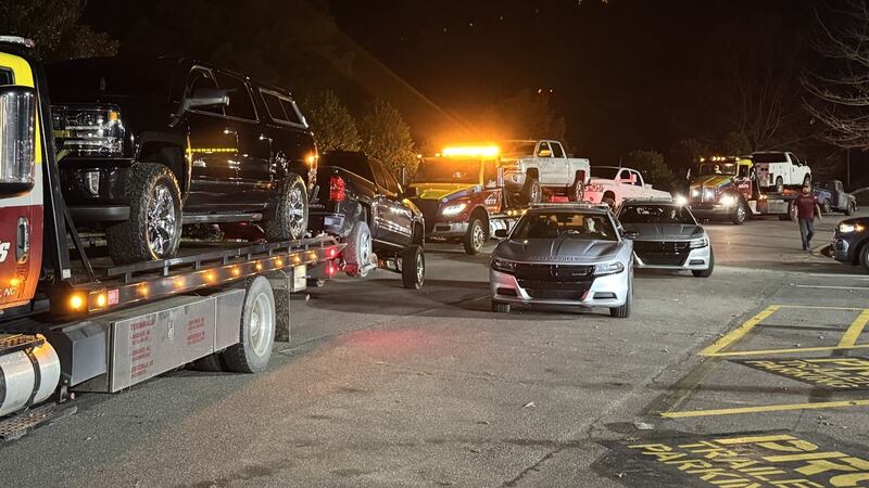 Six trucks were seized after a suspected Barfield Road street takeover on Monday, Dec. 30, 2024.