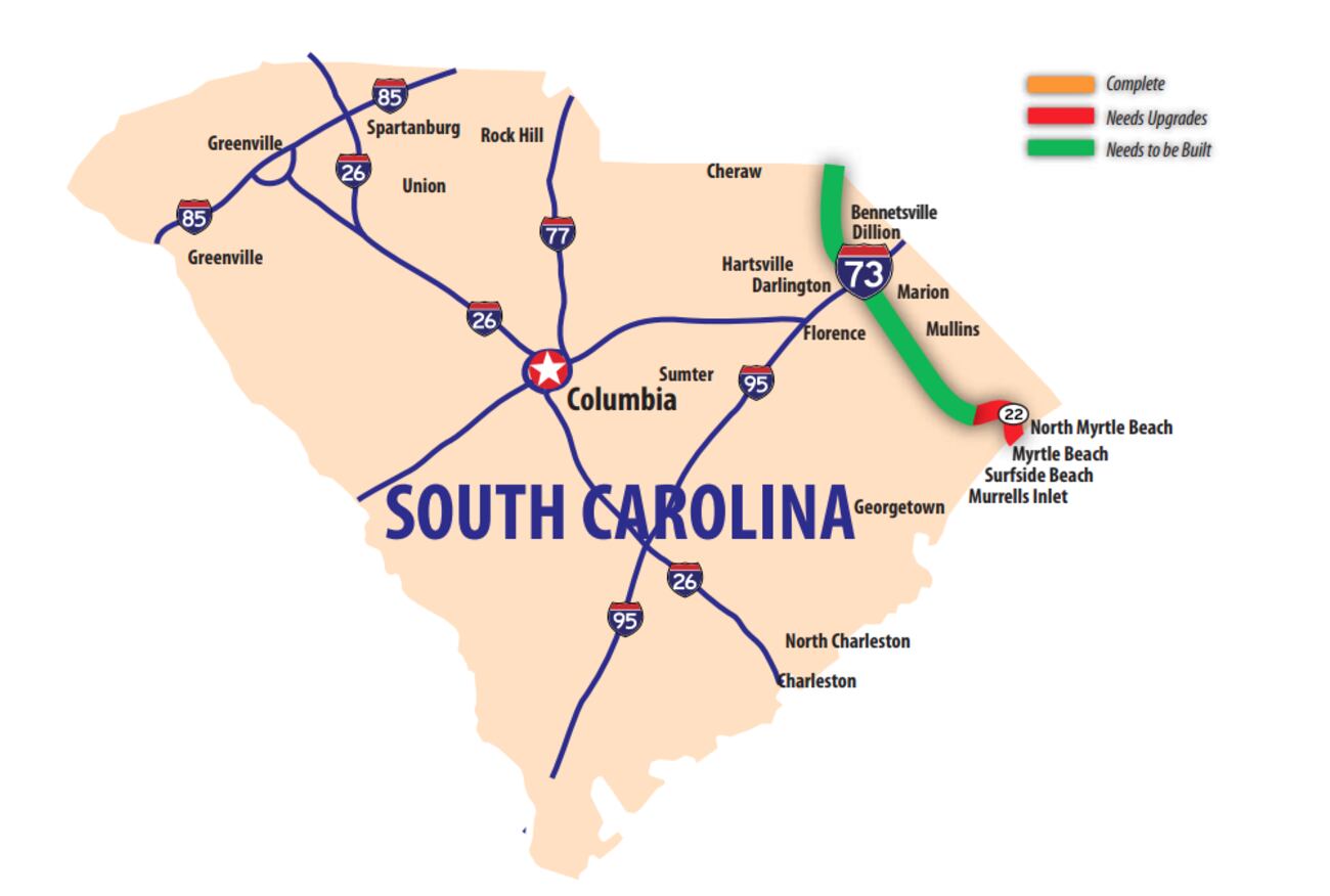 Map 73 State Leaders give support for naming future I-73 after Donald Trump in South ...
