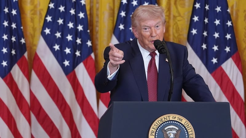 President Donald Trump speaks during an event on coal power in the East Room of the White...
