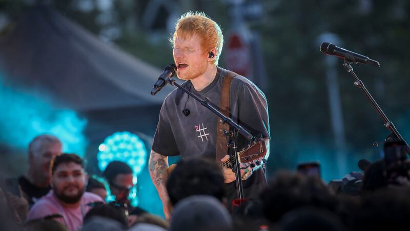 Singer-songwriter Ed Sheeran performs during "Ed Sheeran's Play: Live from New York" presented...