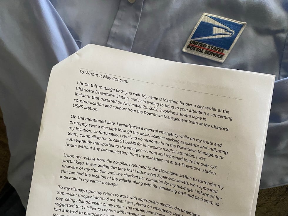 Charlotte mail carrier suspended after calling 911 in medical emergency