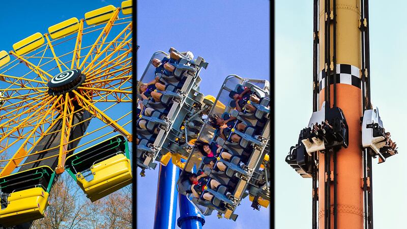Scream Weaver (left), Nighthawk (middle), Drop Tower (right)