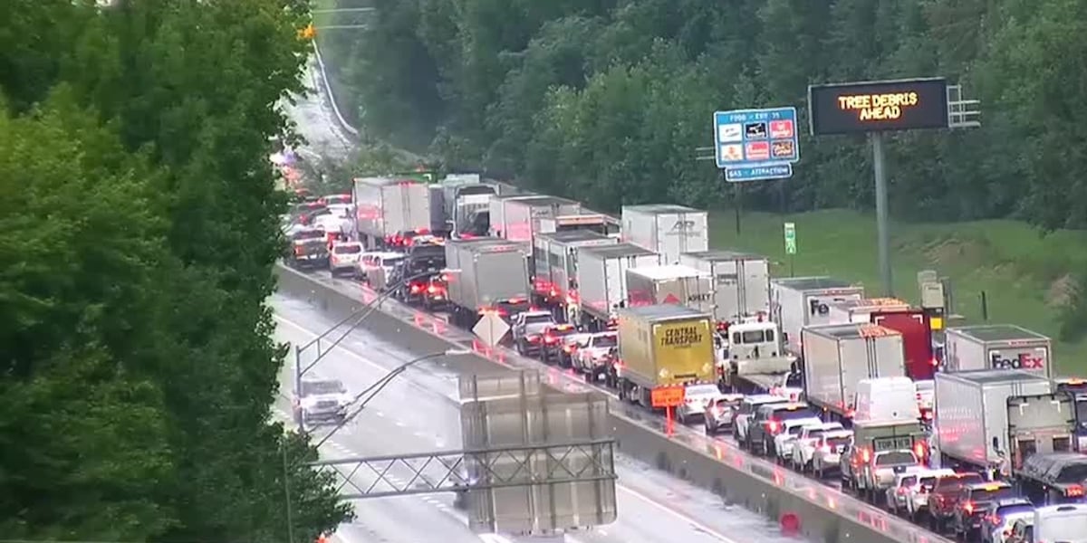 Tree debris on I-77 causes significant backup in Iredell County amid storms