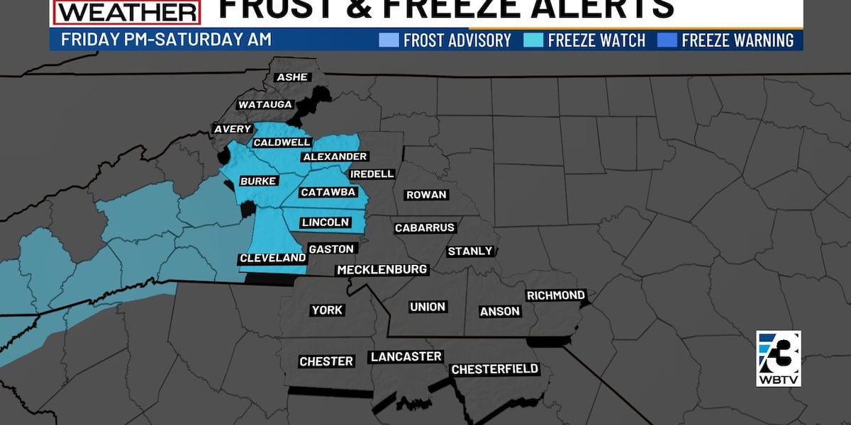 Freeze watch issued for several counties in Western North Carolina: See list here