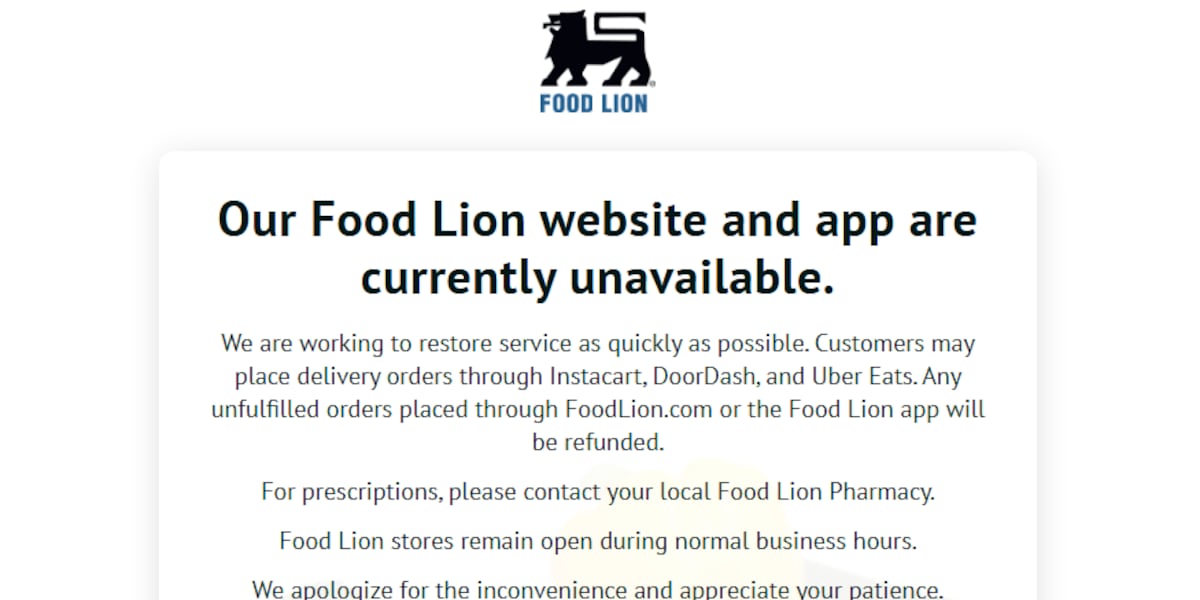 Food Lion website, mobile app go offline following cybersecurity issue Food Lion website, mobile app go offline following cybersecurity issue