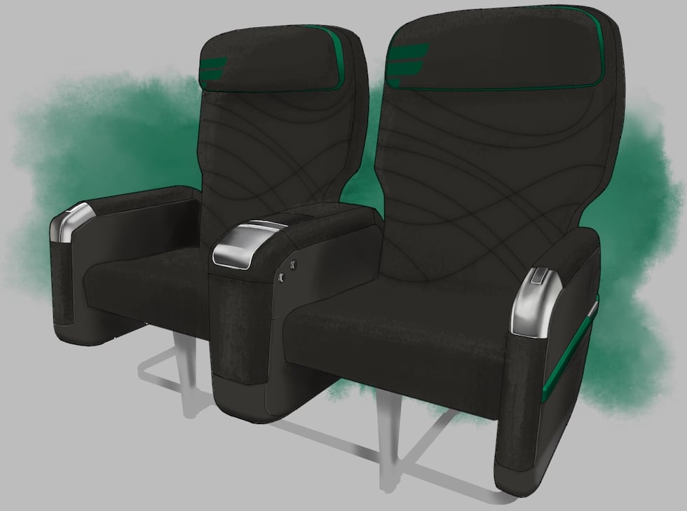 Rendering of Frontier Airlines' new first-class seats.