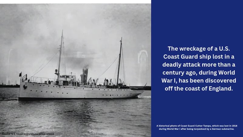 The USCGC Tampa was found about 50 miles (80 kilometers) off Newquay, Cornwall, United...