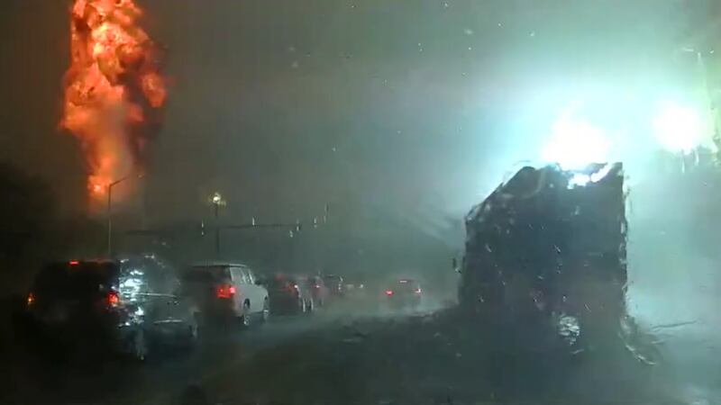 Lightning struck power lines along Highway 17 in Charleston County.